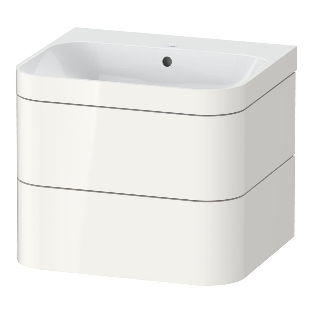 Duravit Happy D.2 – Έπιπλο Νιπτήρα – 575 mm, με νιπτήρα, 2 συρτάρια, νιπτήρας κέντρο, έκδοση N, μοντέλο HP4635 – White High Gloss, Decor (HP4635N2222)