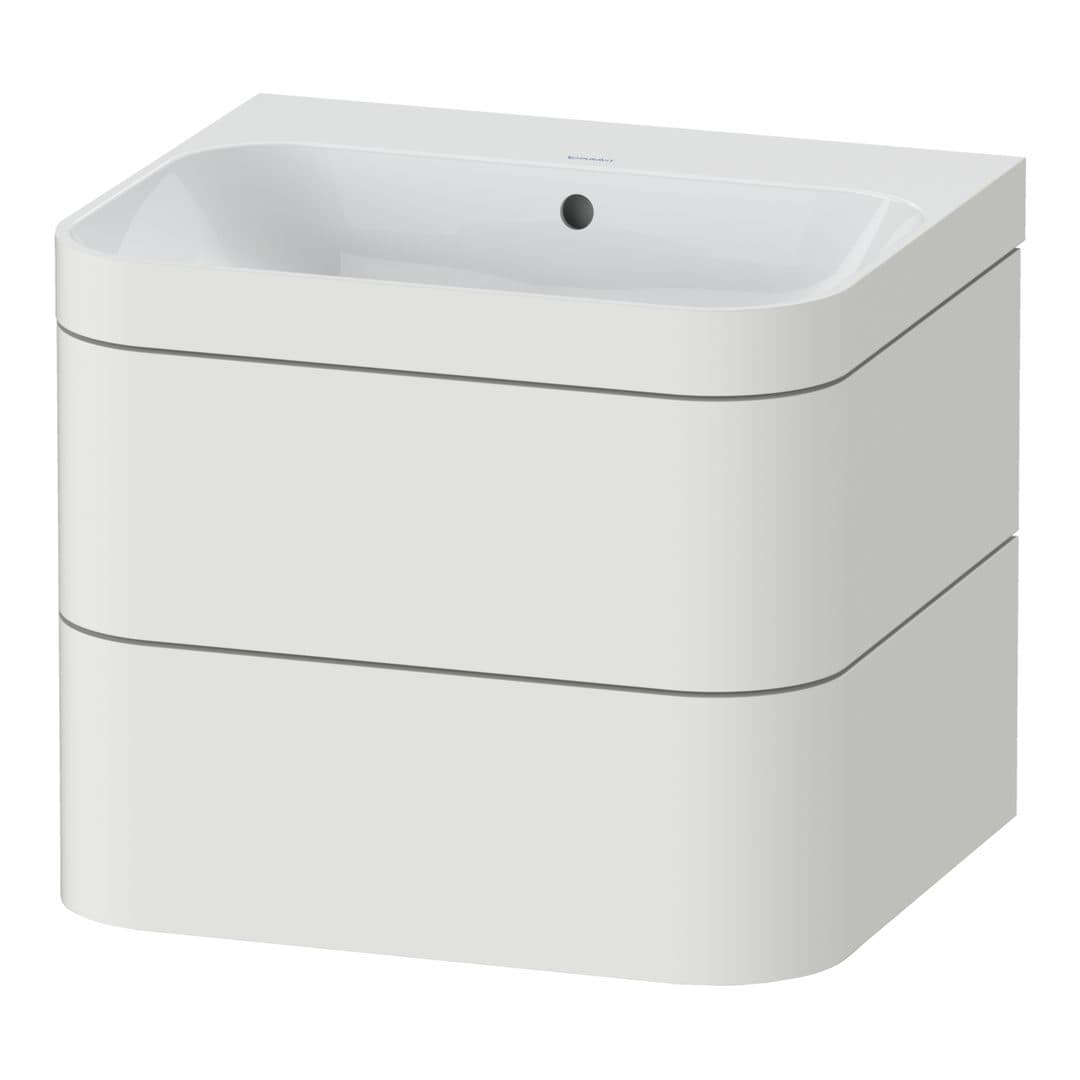Duravit Happy D.2 – Έπιπλο Νιπτήρα – 575 mm, με νιπτήρα, 2 συρτάρια, νιπτήρας κέντρο, έκδοση N, μοντέλο HP4635 – Nordic white Satin Matt, Lacquer (HP4635N3939)