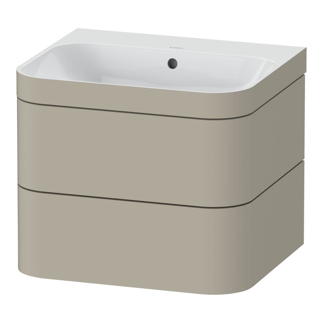 Duravit Happy D.2 – Έπιπλο Νιπτήρα – 575 mm, με νιπτήρα, 2 συρτάρια, νιπτήρας κέντρο, έκδοση N, μοντέλο HP4635 – Taupe Satin Matt, Lacquer (HP4635N6060)