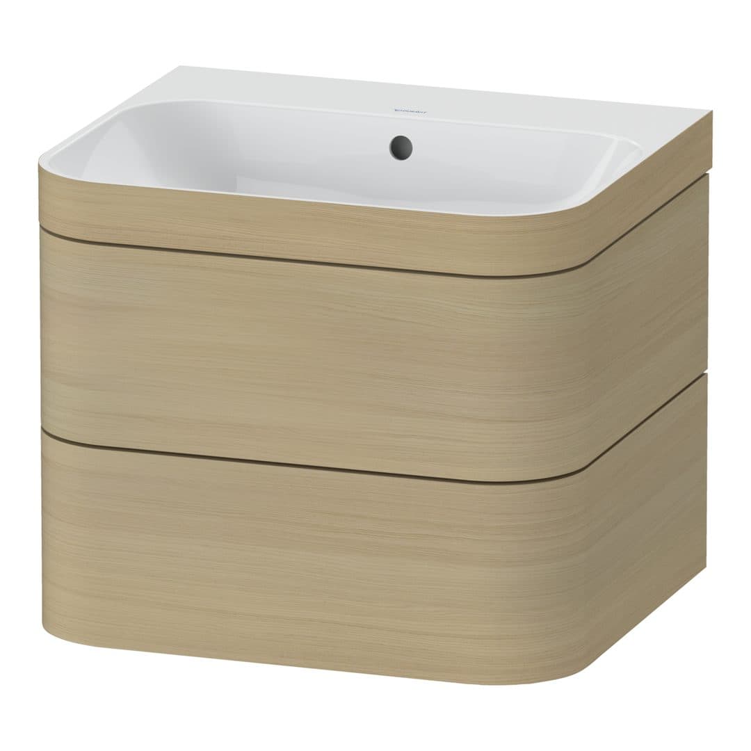Duravit Happy D.2 – Έπιπλο Νιπτήρα – 575 mm, με νιπτήρα, 2 συρτάρια, νιπτήρας κέντρο, έκδοση N, μοντέλο HP4635 – Mediterranean oak Matt, Real wood veneer (HP4635N7171)