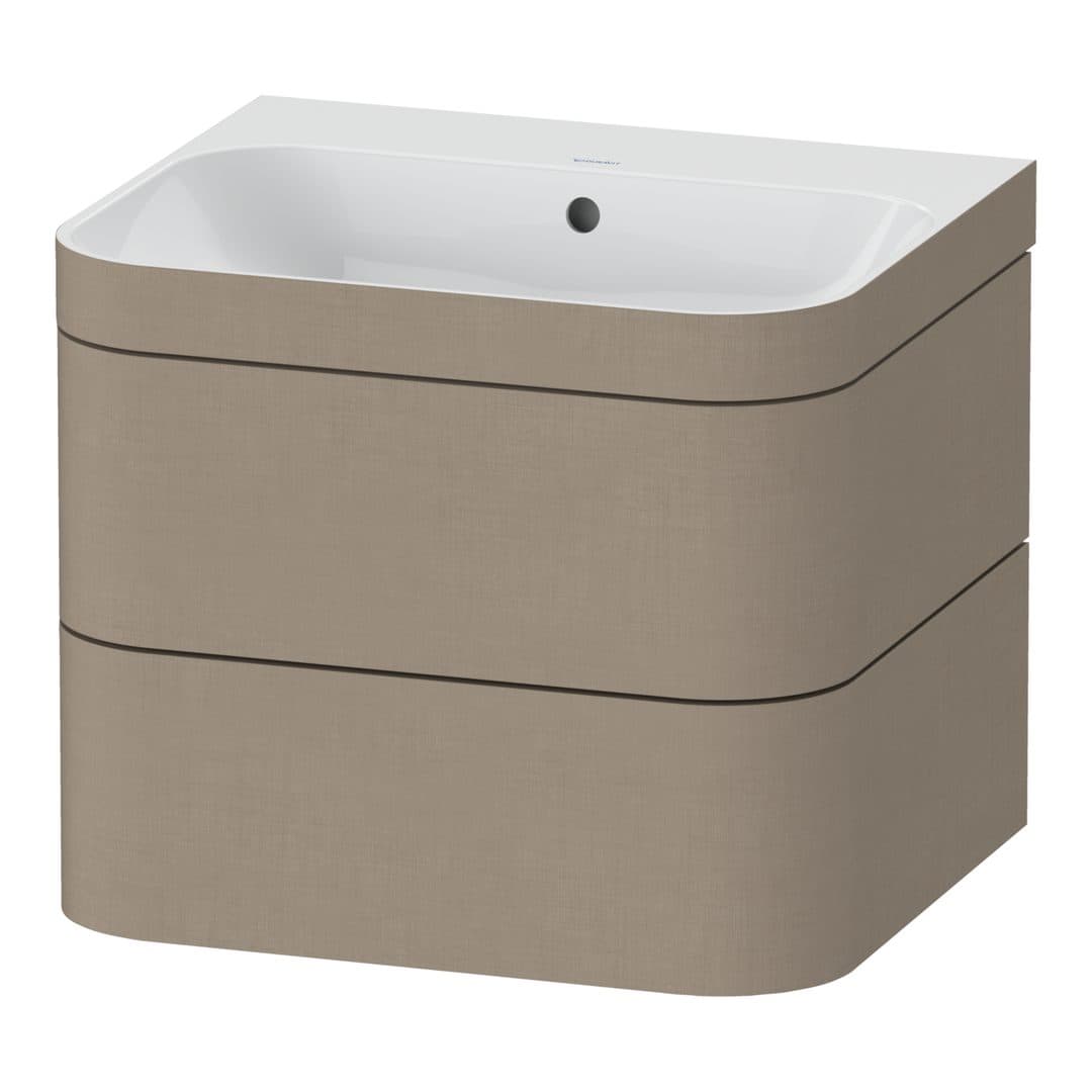 Duravit Happy D.2 – Έπιπλο Νιπτήρα – 575 mm, με νιπτήρα, 2 συρτάρια, νιπτήρας κέντρο, έκδοση N, μοντέλο HP4635 – Linen Matt, Decor (HP4635N7575)