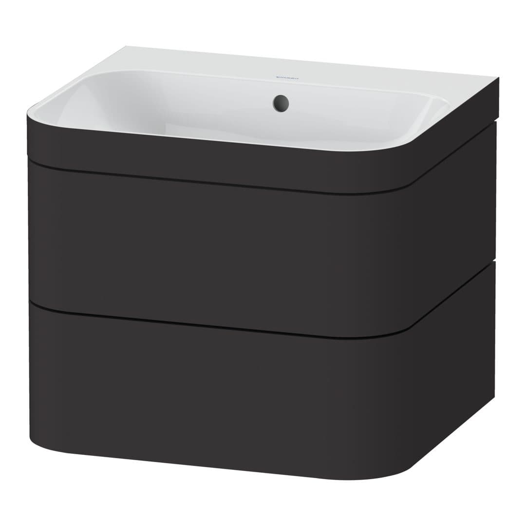Duravit Happy D.2 – Έπιπλο Νιπτήρα – 575 mm, με νιπτήρα, 2 συρτάρια, νιπτήρας κέντρο, έκδοση N, μοντέλο HP4635 – Graphite Super Matt, Decor (HP4635N8080)