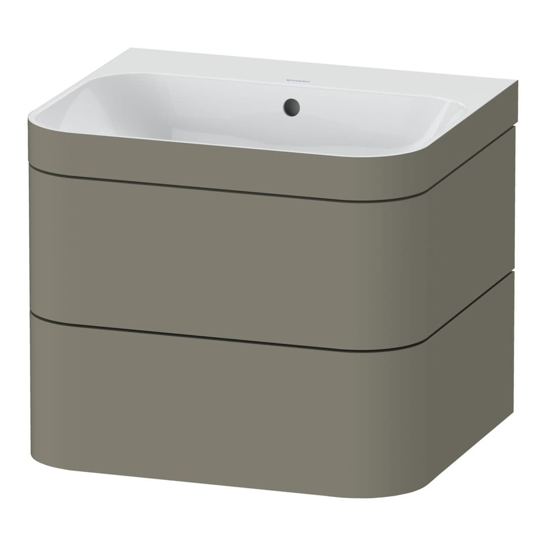 Duravit Happy D.2 – Έπιπλο Νιπτήρα – 575 mm, με νιπτήρα, 2 συρτάρια, νιπτήρας κέντρο, έκδοση N, μοντέλο HP4635 – Stone grey Satin Matt, Lacquer (HP4635N9292)