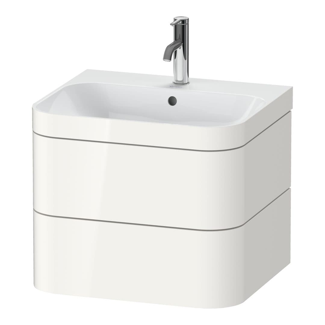 Duravit Happy D.2 – Έπιπλο Νιπτήρα – 575 mm, με νιπτήρα, 2 συρτάρια, νιπτήρας κέντρο, έκδοση O, μοντέλο HP4635 – White High Gloss, Decor (HP4635O2222)
