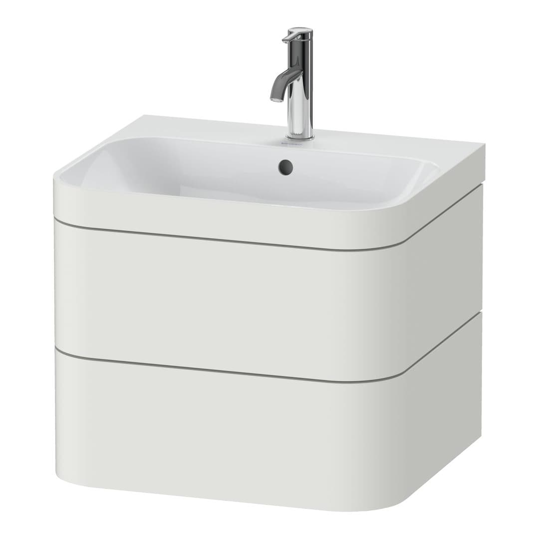 Duravit Happy D.2 – Έπιπλο Νιπτήρα – 575 mm, με νιπτήρα, 2 συρτάρια, νιπτήρας κέντρο, έκδοση O, μοντέλο HP4635 – Nordic white Satin Matt, Lacquer (HP4635O3939)