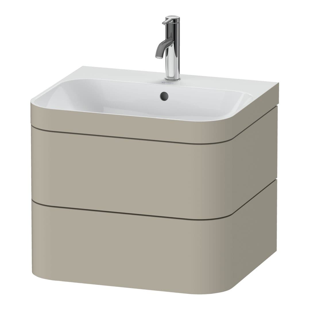 Duravit Happy D.2 – Έπιπλο Νιπτήρα – 575 mm, με νιπτήρα, 2 συρτάρια, νιπτήρας κέντρο, έκδοση O, μοντέλο HP4635 – Taupe Satin Matt, Lacquer (HP4635O6060)