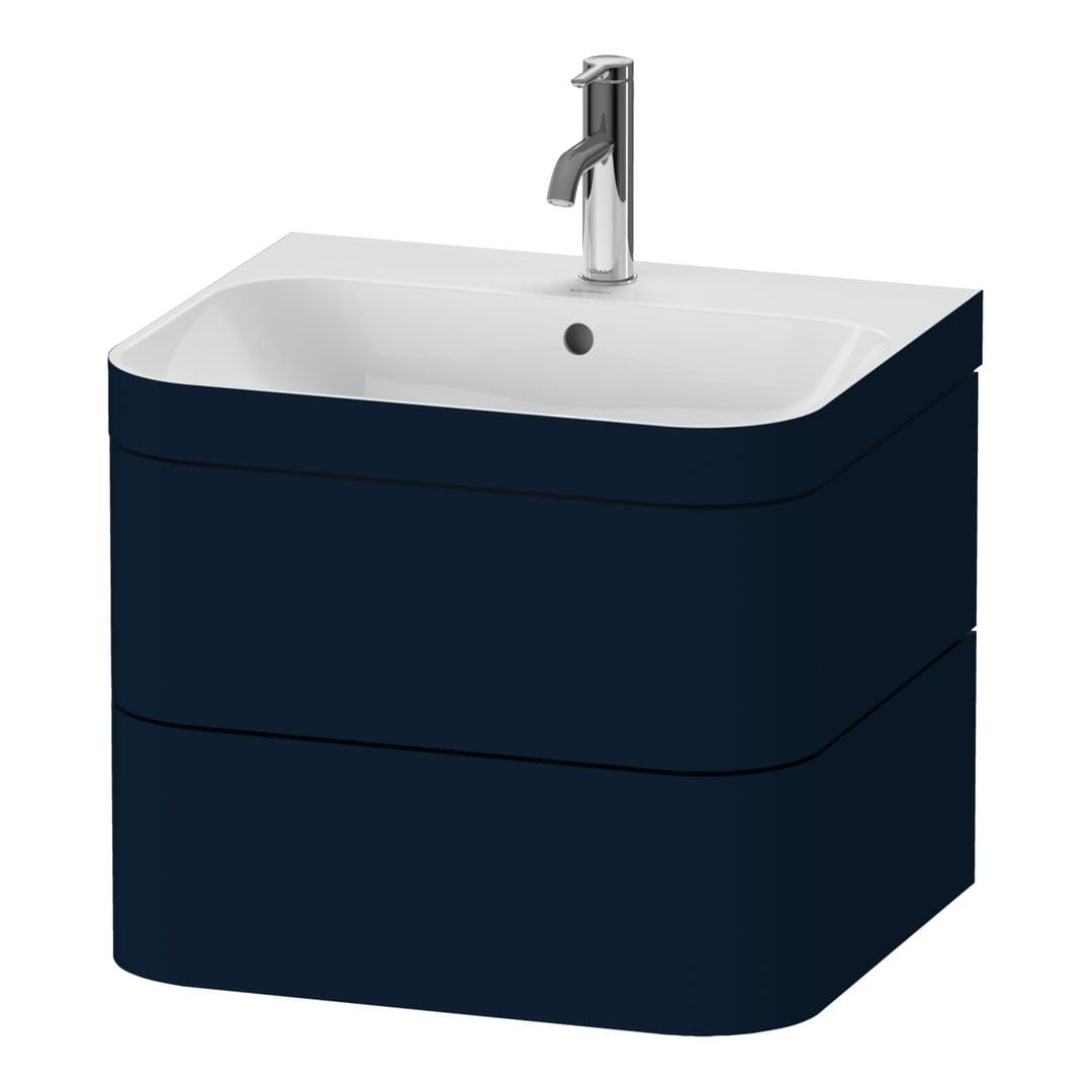 Duravit Happy D.2 – Έπιπλο Νιπτήρα – 575 mm, με νιπτήρα, 2 συρτάρια, νιπτήρας κέντρο, έκδοση O, μοντέλο HP4635 – Night blue Satin Matt, Lacquer (HP4635O9898)