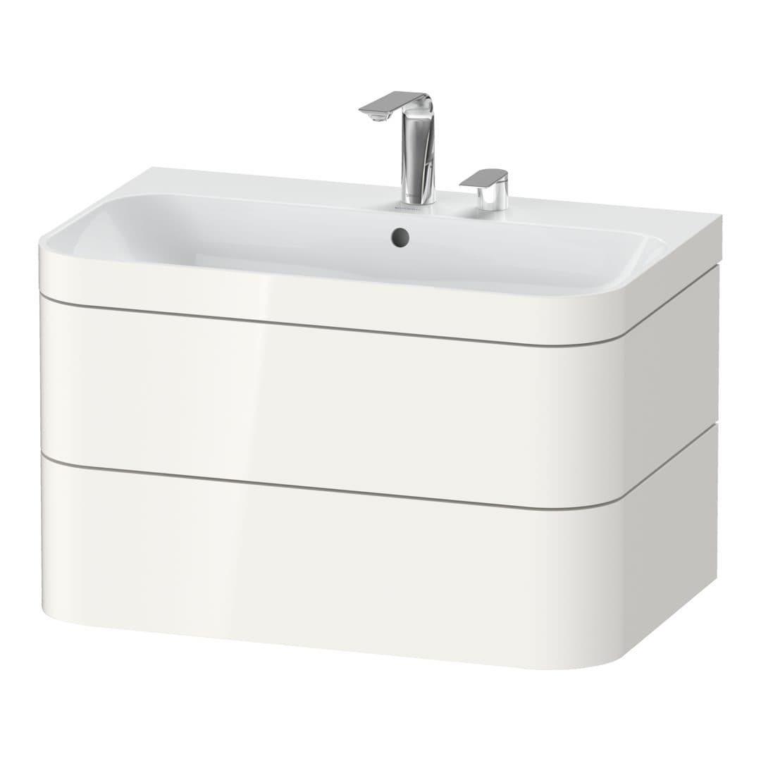 Duravit Happy D.2 – Έπιπλο Νιπτήρα – 775 mm, με νιπτήρα, 2 συρτάρια, νιπτήρας κέντρο, έκδοση E, μοντέλο HP4637 – White High Gloss, Decor (HP4637E2222)