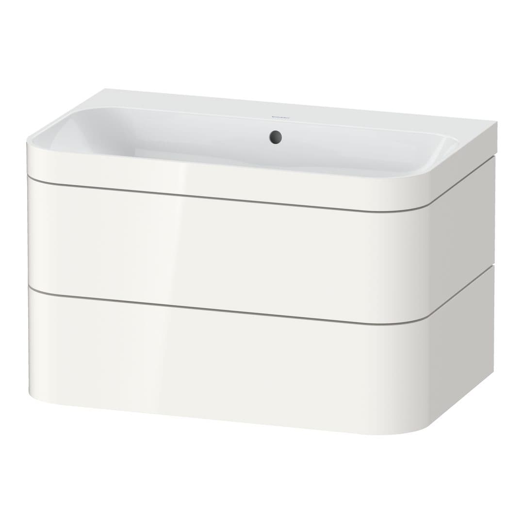 Duravit Happy D.2 – Έπιπλο Νιπτήρα – 775 mm, με νιπτήρα, 2 συρτάρια, νιπτήρας κέντρο, έκδοση N, μοντέλο HP4637 – White High Gloss, Decor (HP4637N2222)