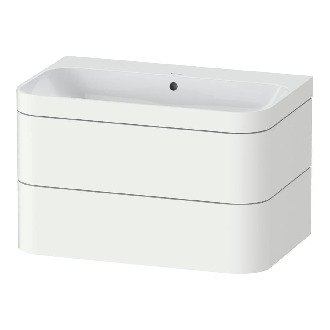 Duravit Happy D.2 – Έπιπλο Νιπτήρα – 775 mm, με νιπτήρα, 2 συρτάρια, νιπτήρας κέντρο, έκδοση N, μοντέλο HP4637 – White Satin Matt, Lacquer (HP4637N3636)