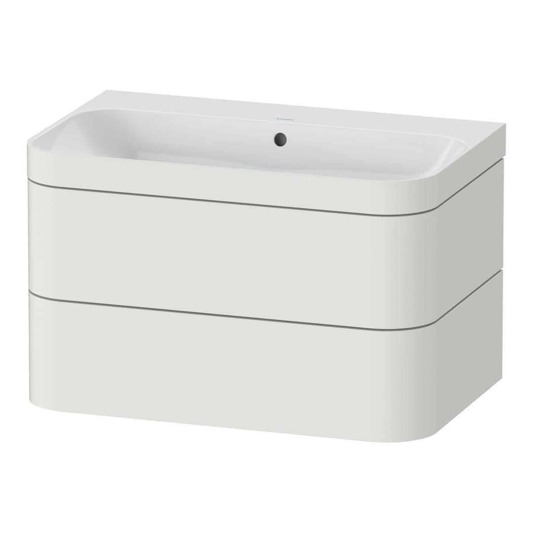 Duravit Happy D.2 – Έπιπλο Νιπτήρα – 775 mm, με νιπτήρα, 2 συρτάρια, νιπτήρας κέντρο, έκδοση N, μοντέλο HP4637 – Nordic white Satin Matt, Lacquer (HP4637N3939)