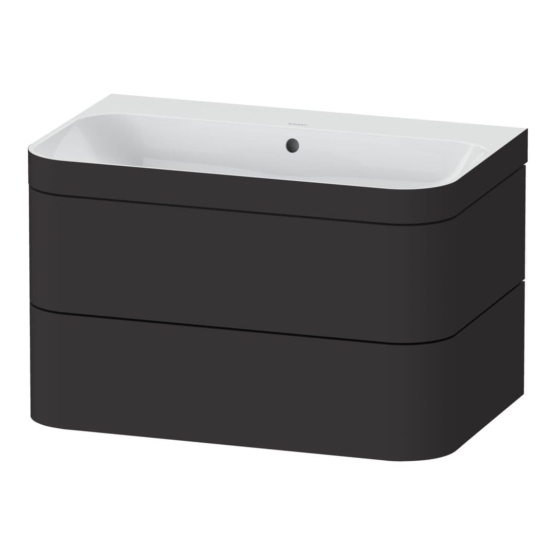 Duravit Happy D.2 – Έπιπλο Νιπτήρα – 775 mm, με νιπτήρα, 2 συρτάρια, νιπτήρας κέντρο, έκδοση N, μοντέλο HP4637 – Graphite Super Matt, Decor (HP4637N8080)