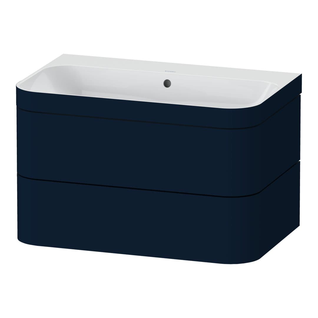 Duravit Happy D.2 – Έπιπλο Νιπτήρα – 775 mm, με νιπτήρα, 2 συρτάρια, νιπτήρας κέντρο, έκδοση N, μοντέλο HP4637 – Night blue Satin Matt, Lacquer (HP4637N9898)