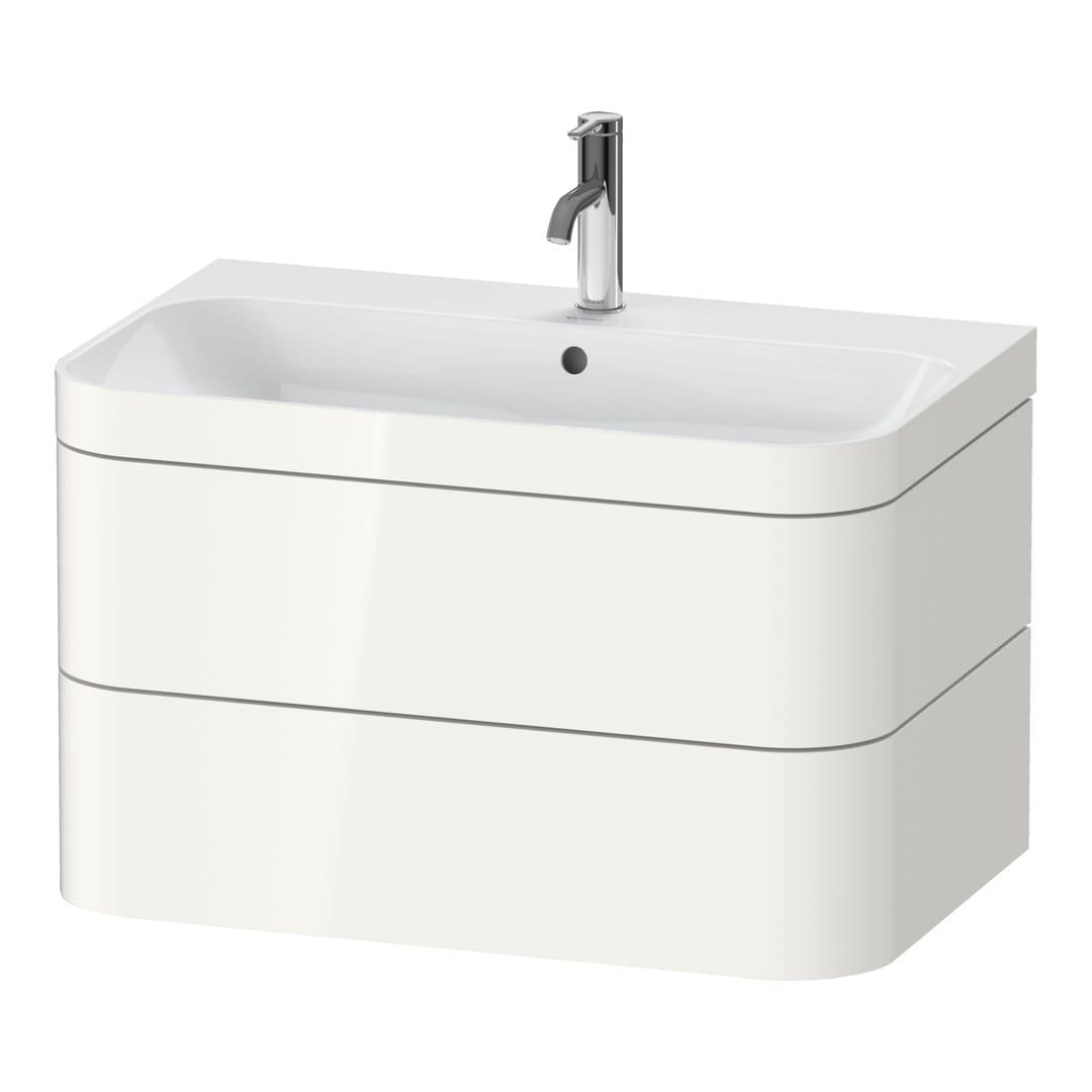Duravit Happy D.2 – Έπιπλο Νιπτήρα – 775 mm, με νιπτήρα, 2 συρτάρια, νιπτήρας κέντρο, έκδοση O, μοντέλο HP4637 – White High Gloss, Decor (HP4637O2222)