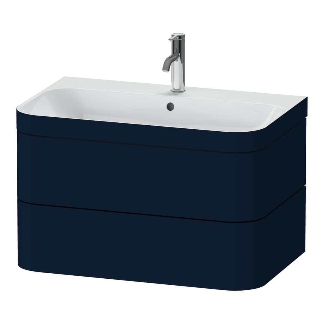 Duravit Happy D.2 – Έπιπλο Νιπτήρα – 775 mm, με νιπτήρα, 2 συρτάρια, νιπτήρας κέντρο, έκδοση O, μοντέλο HP4637 – Night blue Satin Matt, Lacquer (HP4637O9898)