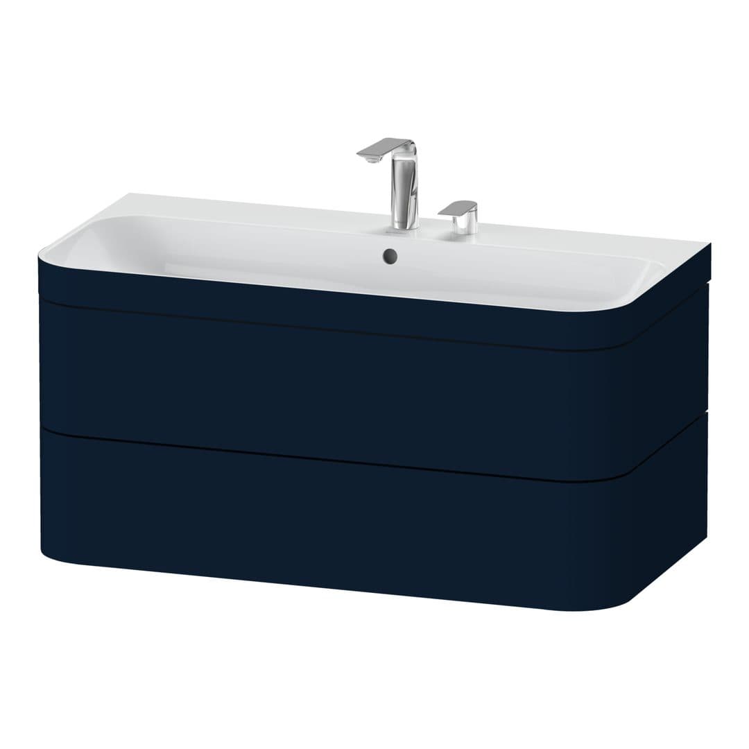 Duravit Happy D.2 – Έπιπλο Νιπτήρα – 975 mm, με νιπτήρα, 2 συρτάρια, νιπτήρας κέντρο, έκδοση E, μοντέλο HP4638 – Night blue Satin Matt, Lacquer (HP4638E9898)