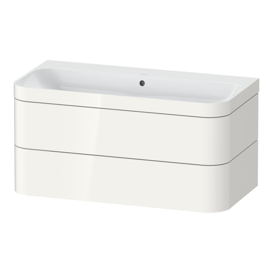 Duravit Happy D.2 – Έπιπλο Νιπτήρα – 975 mm, με νιπτήρα, 2 συρτάρια, νιπτήρας κέντρο, έκδοση N, μοντέλο HP4638 – White High Gloss, Decor (HP4638N2222)