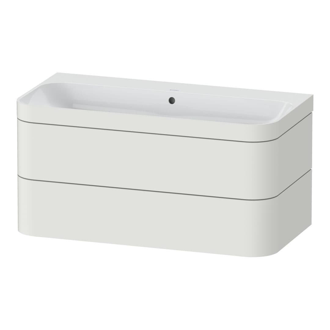 Duravit Happy D.2 – Έπιπλο Νιπτήρα – 975 mm, με νιπτήρα, 2 συρτάρια, νιπτήρας κέντρο, έκδοση N, μοντέλο HP4638 – Nordic white Satin Matt, Lacquer (HP4638N3939)