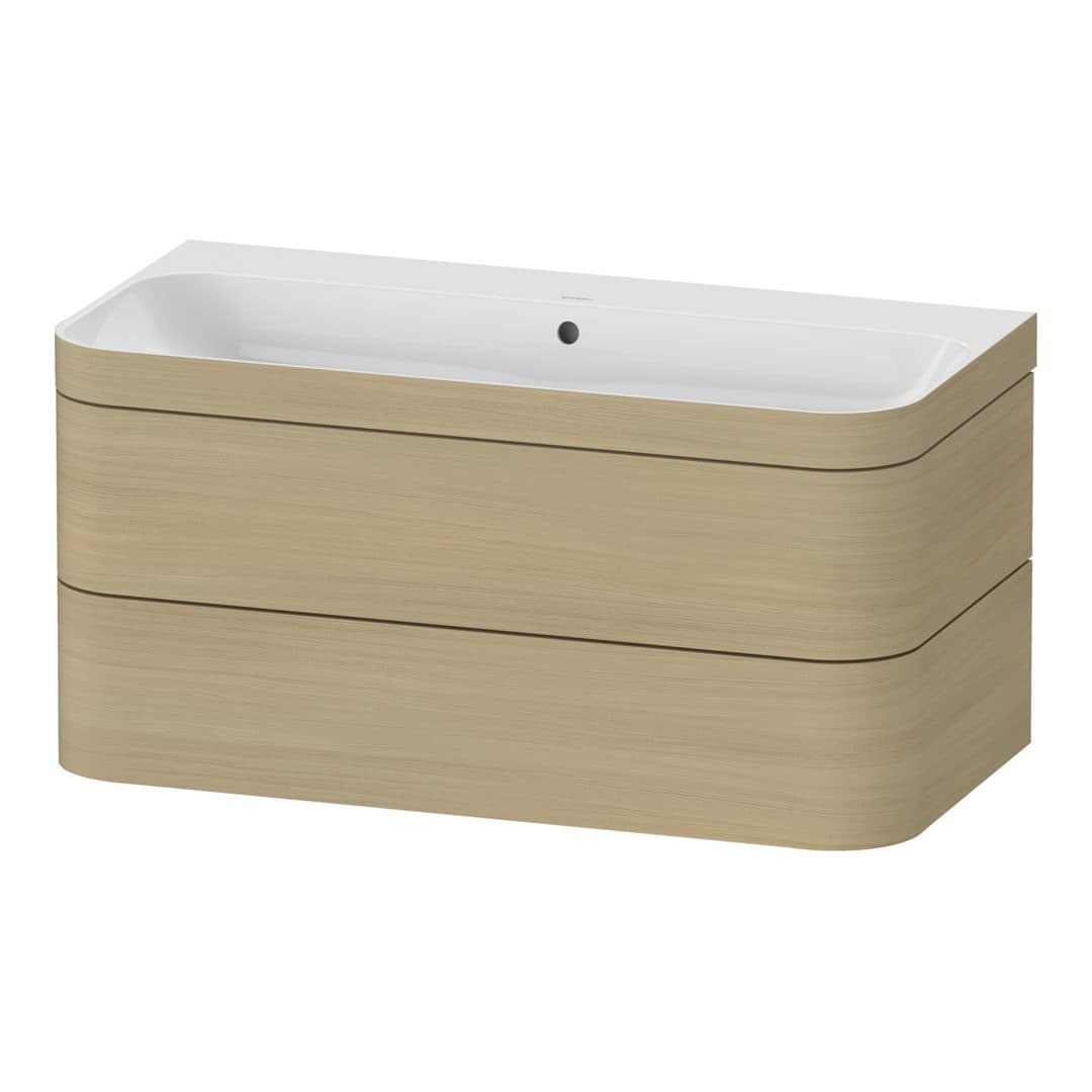 Duravit Happy D.2 – Έπιπλο Νιπτήρα – 975 mm, με νιπτήρα, 2 συρτάρια, νιπτήρας κέντρο, έκδοση N, μοντέλο HP4638 – Mediterranean oak Matt, Real wood veneer (HP4638N7171)