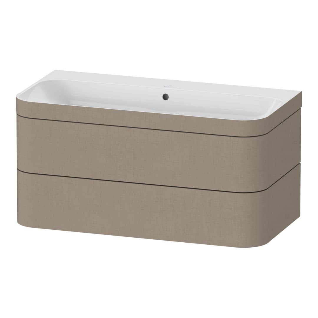 Duravit Happy D.2 – Έπιπλο Νιπτήρα – 975 mm, με νιπτήρα, 2 συρτάρια, νιπτήρας κέντρο, έκδοση N, μοντέλο HP4638 – Linen Matt, Decor (HP4638N7575)