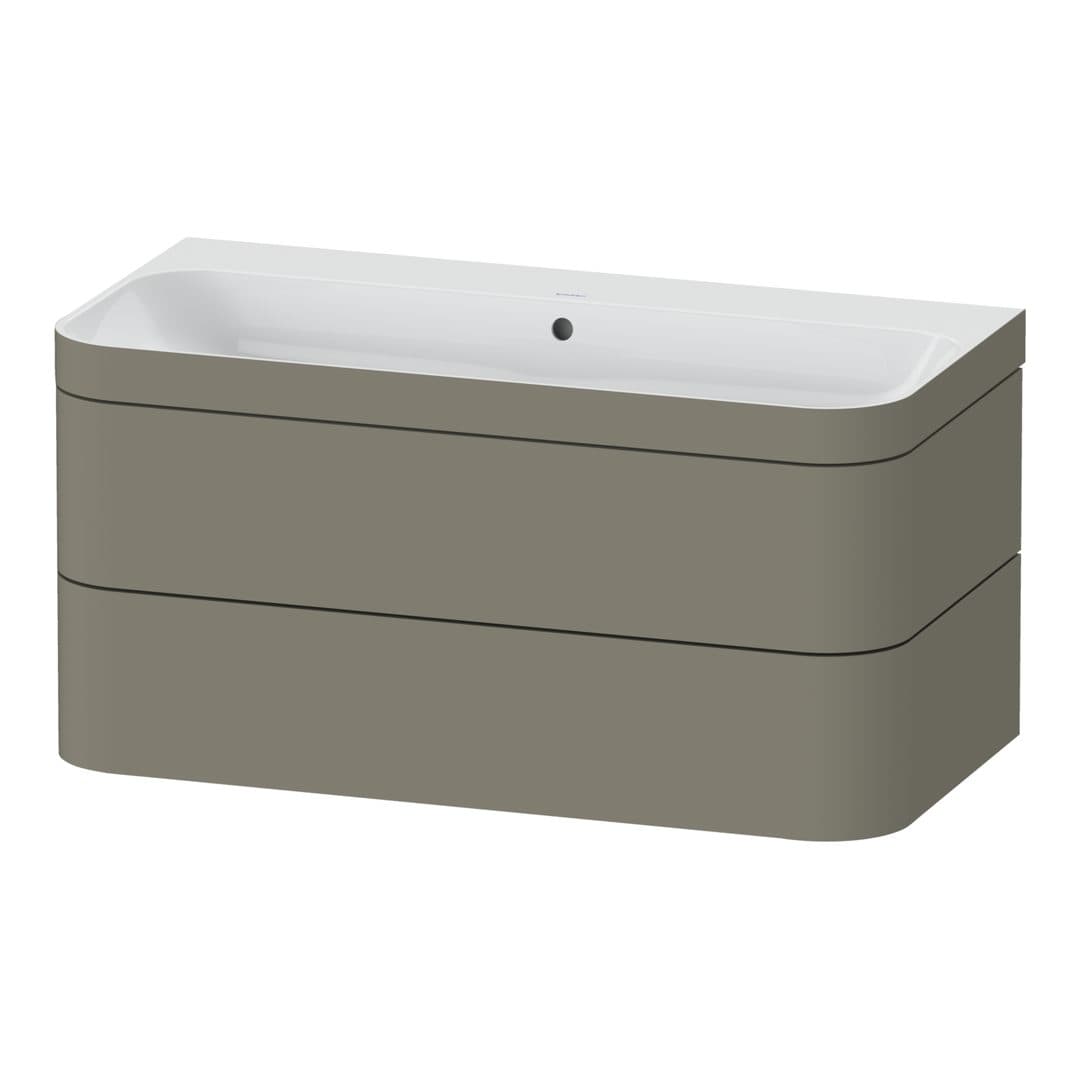 Duravit Happy D.2 – Έπιπλο Νιπτήρα – 975 mm, με νιπτήρα, 2 συρτάρια, νιπτήρας κέντρο, έκδοση N, μοντέλο HP4638 – Stone grey Satin Matt, Lacquer (HP4638N9292)