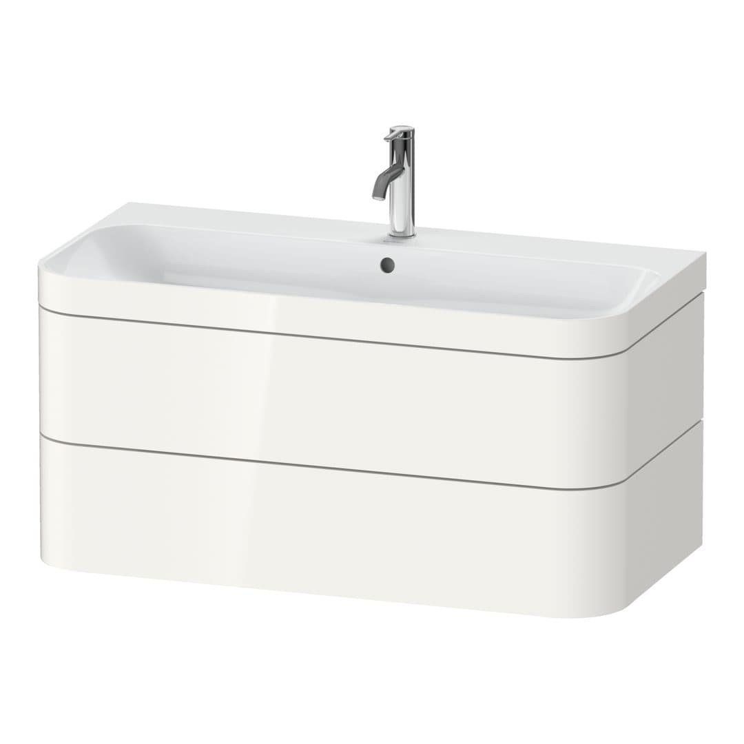 Duravit Happy D.2 – Έπιπλο Νιπτήρα – 975 mm, με νιπτήρα, 2 συρτάρια, νιπτήρας κέντρο, έκδοση O, μοντέλο HP4638 – White High Gloss, Decor (HP4638O2222)