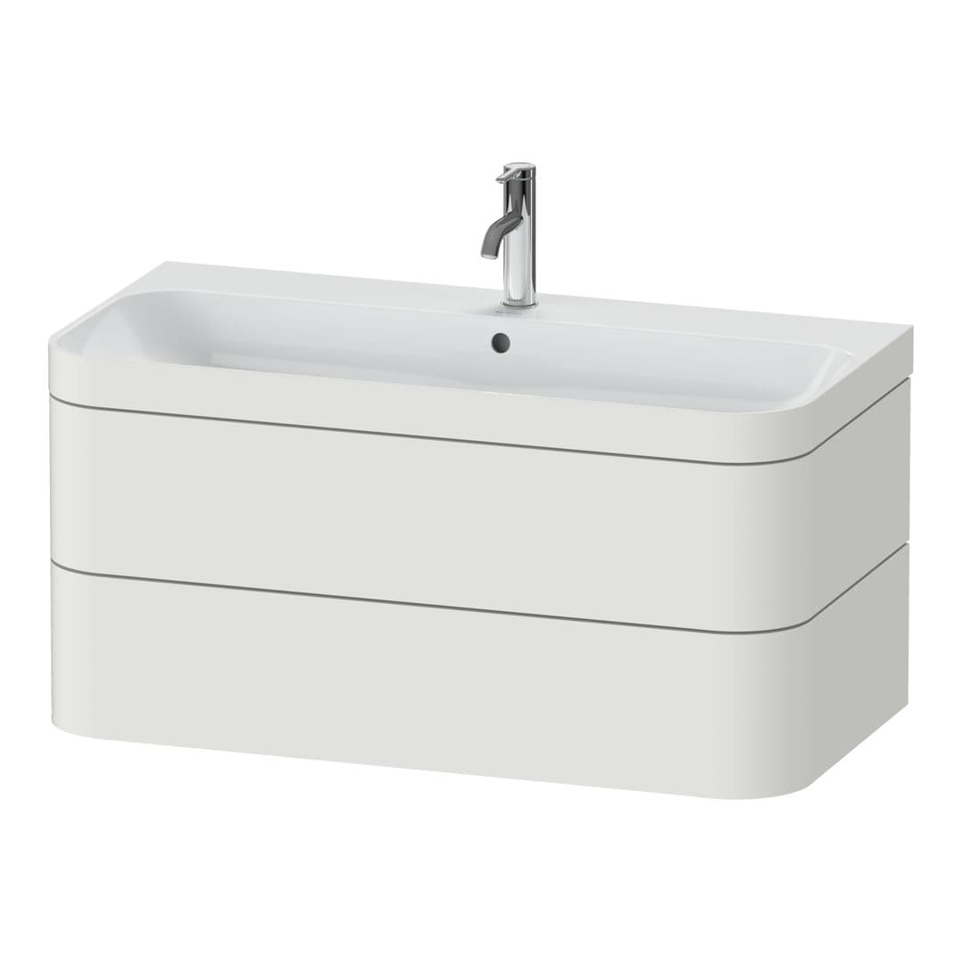 Duravit Happy D.2 – Έπιπλο Νιπτήρα – 975 mm, με νιπτήρα, 2 συρτάρια, νιπτήρας κέντρο, έκδοση O, μοντέλο HP4638 – Nordic white Satin Matt, Lacquer (HP4638O3939)