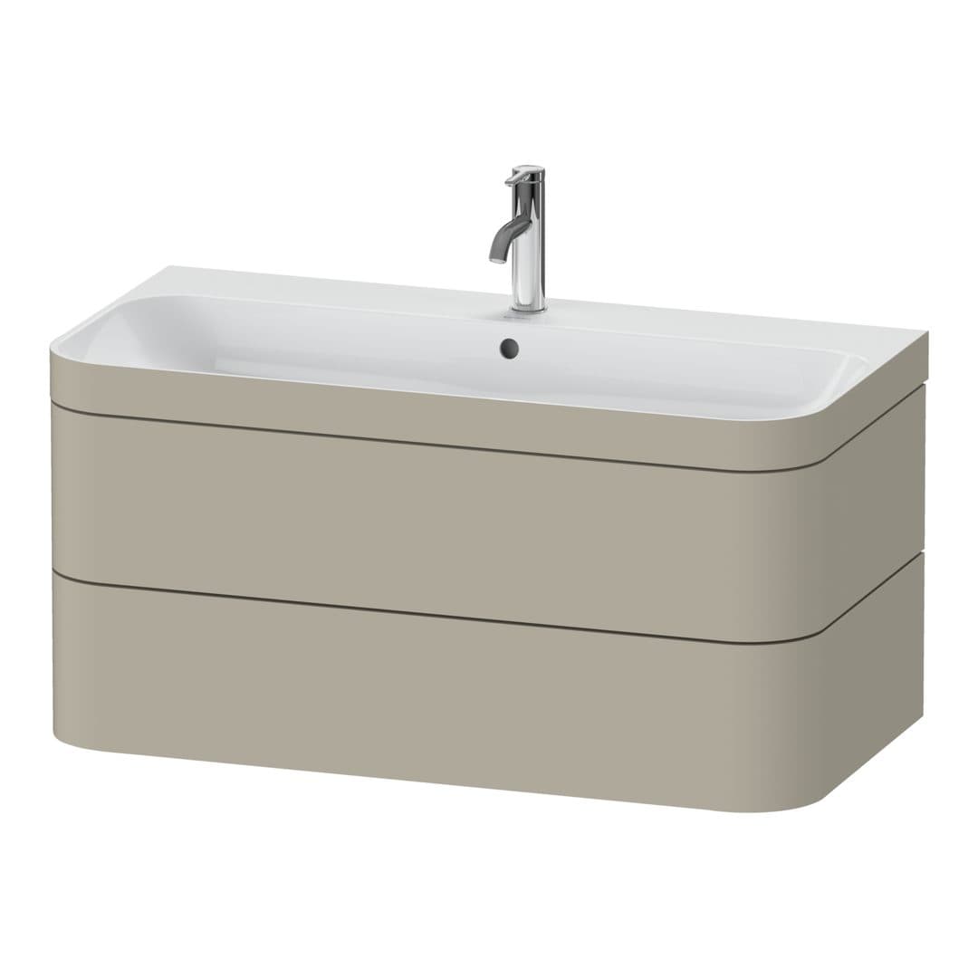 Duravit Happy D.2 – Έπιπλο Νιπτήρα – 975 mm, με νιπτήρα, 2 συρτάρια, νιπτήρας κέντρο, έκδοση O, μοντέλο HP4638 – Taupe Satin Matt, Lacquer (HP4638O6060)