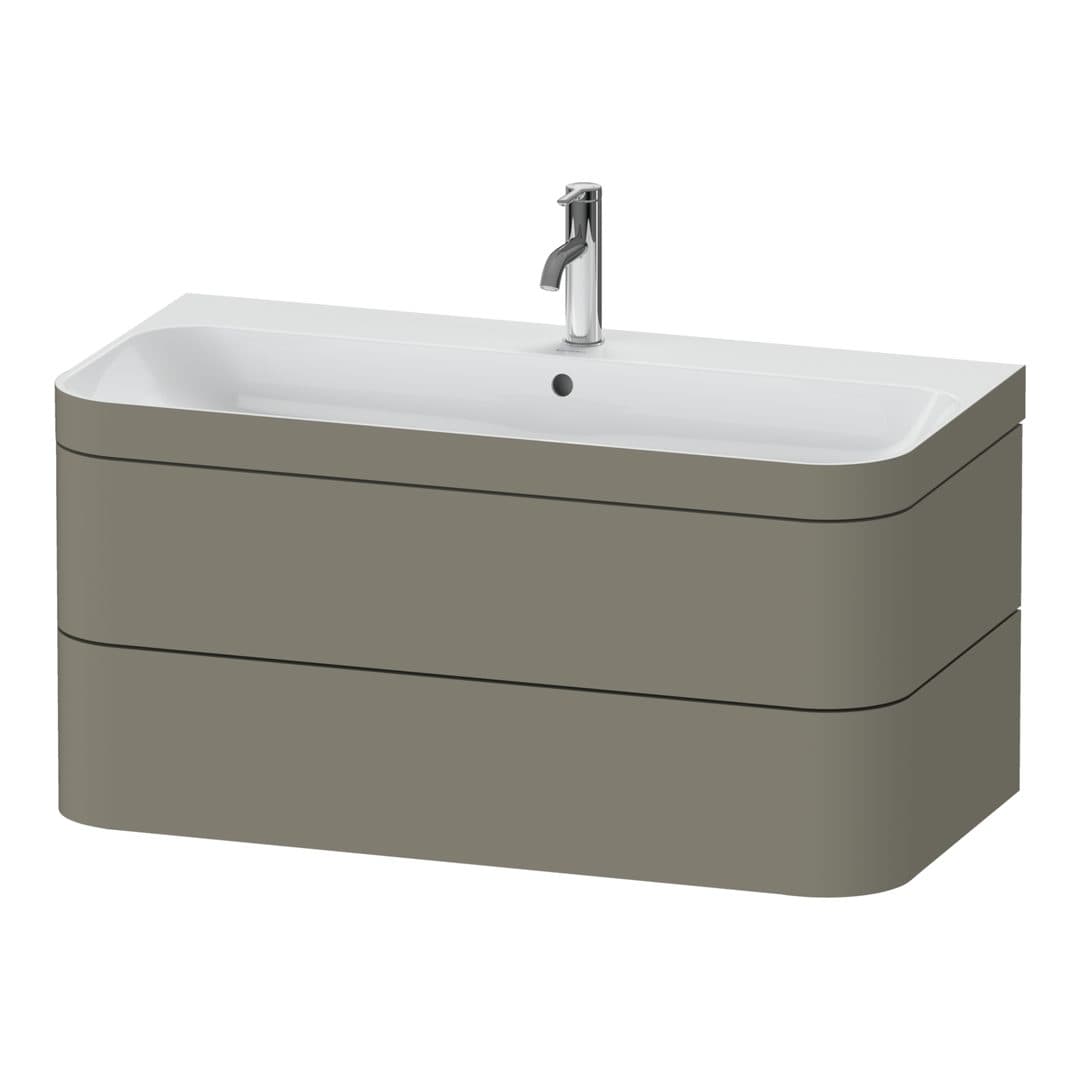 Duravit Happy D.2 – Έπιπλο Νιπτήρα – 975 mm, με νιπτήρα, 2 συρτάρια, νιπτήρας κέντρο, έκδοση O, μοντέλο HP4638 – Stone grey Satin Matt, Lacquer (HP4638O9292)