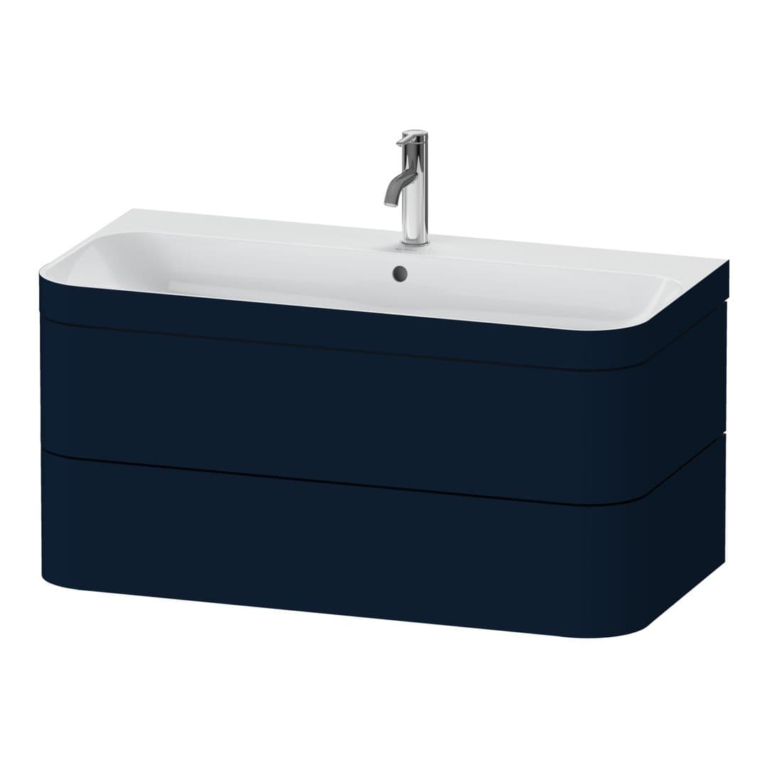 Duravit Happy D.2 – Έπιπλο Νιπτήρα – 975 mm, με νιπτήρα, 2 συρτάρια, νιπτήρας κέντρο, έκδοση O, μοντέλο HP4638 – Night blue Satin Matt, Lacquer (HP4638O9898)
