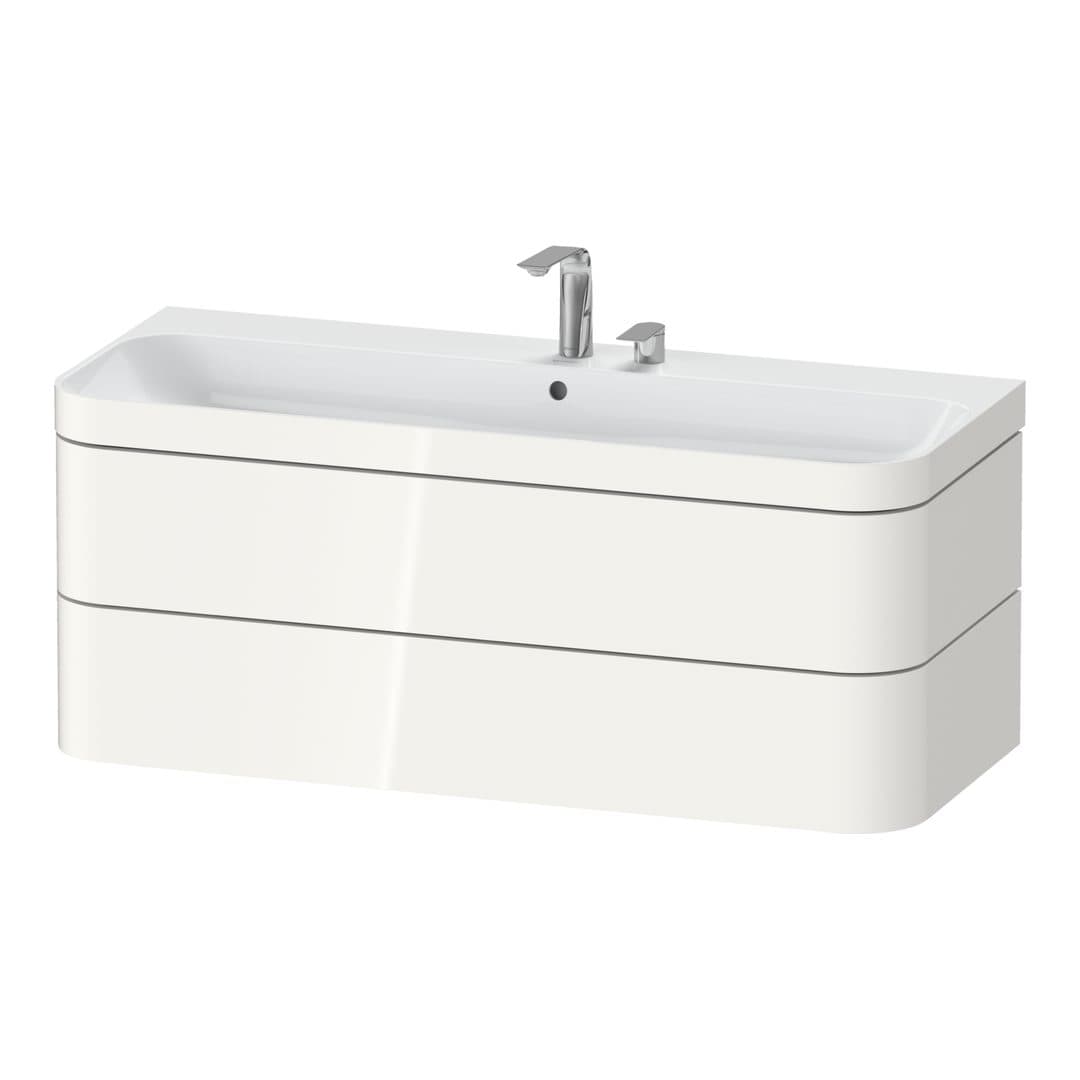 Duravit Happy D.2 – Έπιπλο Νιπτήρα – 1175 mm, με νιπτήρα, 2 συρτάρια, νιπτήρας κέντρο, έκδοση E, μοντέλο HP4639 – White High Gloss, Decor (HP4639E22220000)