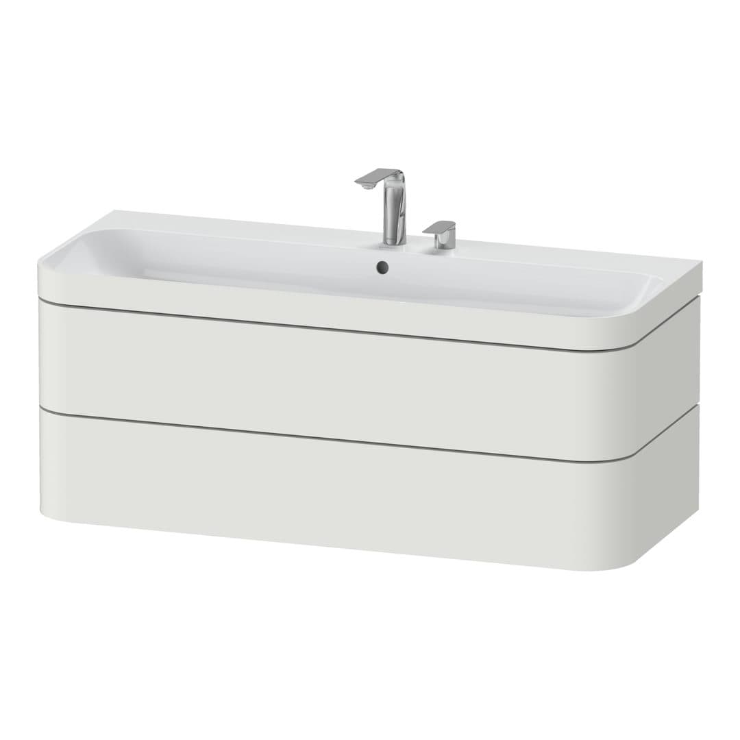 Duravit Happy D.2 – Έπιπλο Νιπτήρα – 1175 mm, με νιπτήρα, 2 συρτάρια, νιπτήρας κέντρο, έκδοση E, μοντέλο HP4639 – Nordic white Satin Matt, Lacquer (HP4639E39390000)