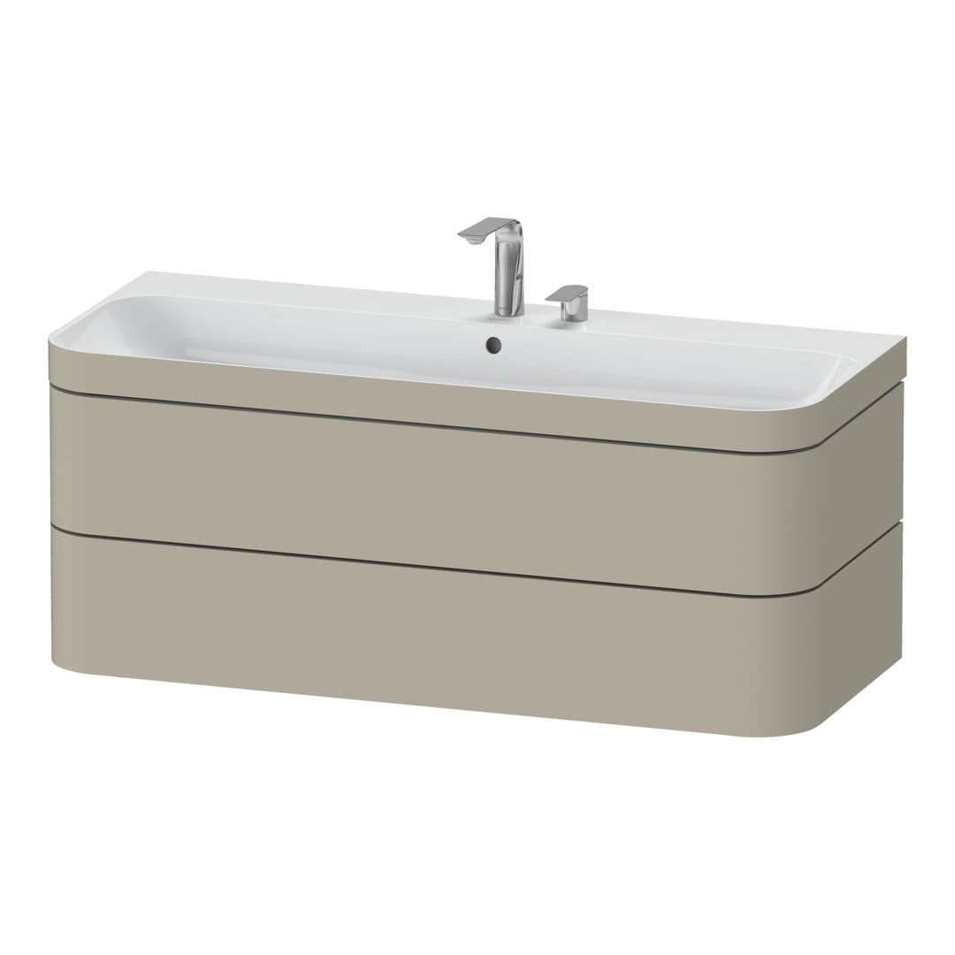 Duravit Happy D.2 – Έπιπλο Νιπτήρα – 1175 mm, με νιπτήρα, 2 συρτάρια, νιπτήρας κέντρο, έκδοση E, μοντέλο HP4639 – Taupe Satin Matt, Lacquer (HP4639E60600000)