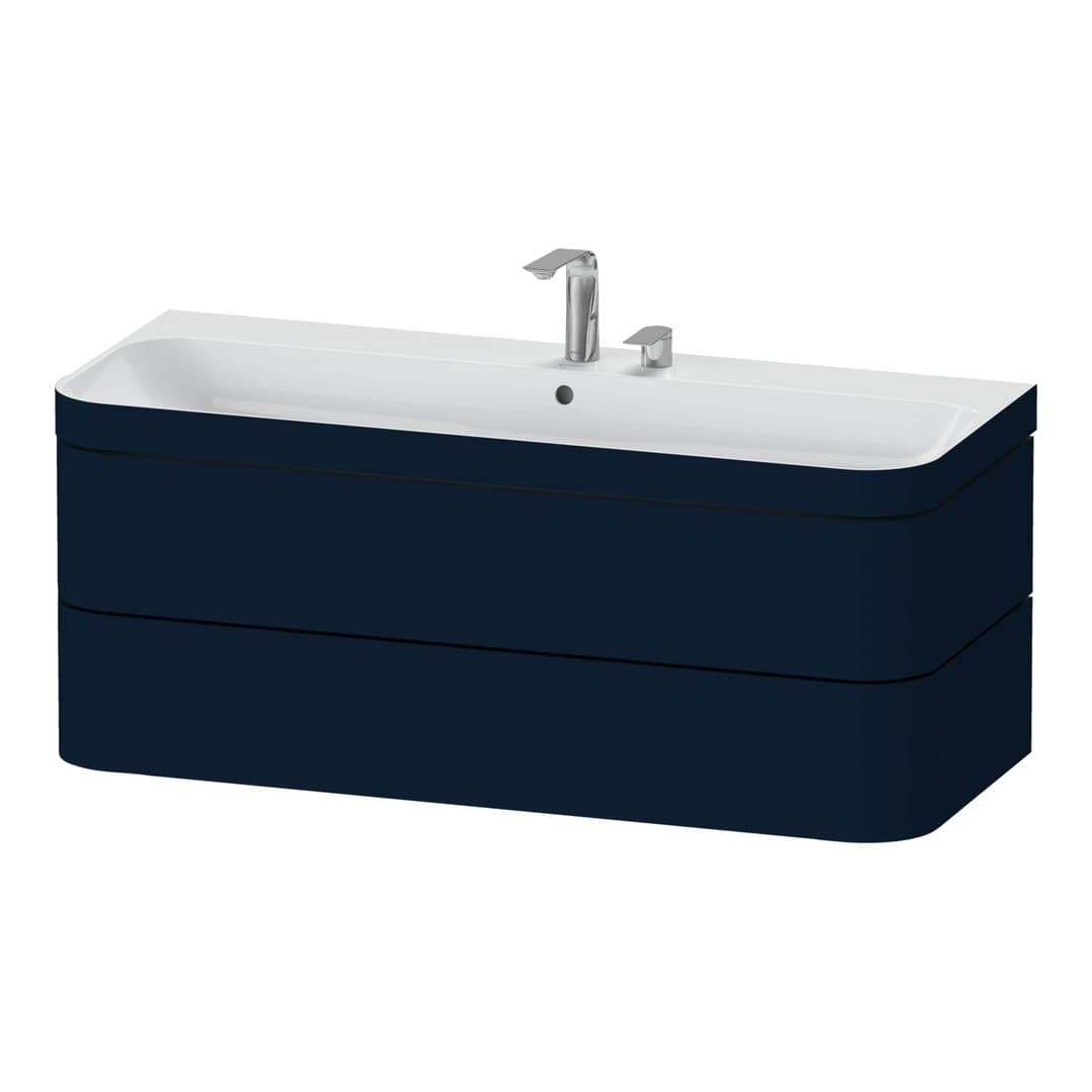 Duravit Happy D.2 – Έπιπλο Νιπτήρα – 1175 mm, με νιπτήρα, 2 συρτάρια, νιπτήρας κέντρο, έκδοση E, μοντέλο HP4639 – Night blue Satin Matt, Lacquer (HP4639E98980000)