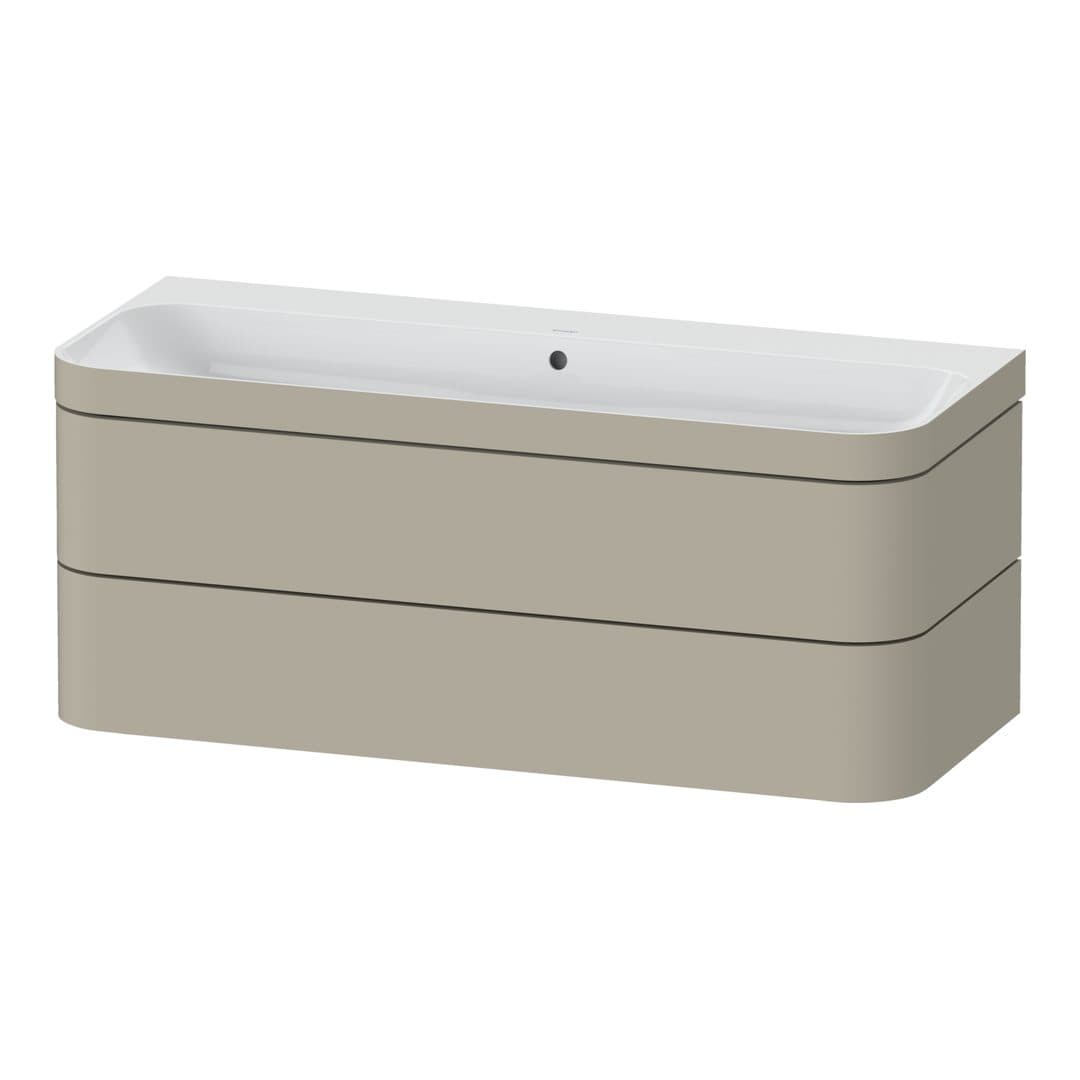 Duravit Happy D.2 – Έπιπλο Νιπτήρα – 1175 mm, με νιπτήρα, 2 συρτάρια, νιπτήρας κέντρο, έκδοση N, μοντέλο HP4639 – Taupe Satin Matt, Lacquer (HP4639N60600000)