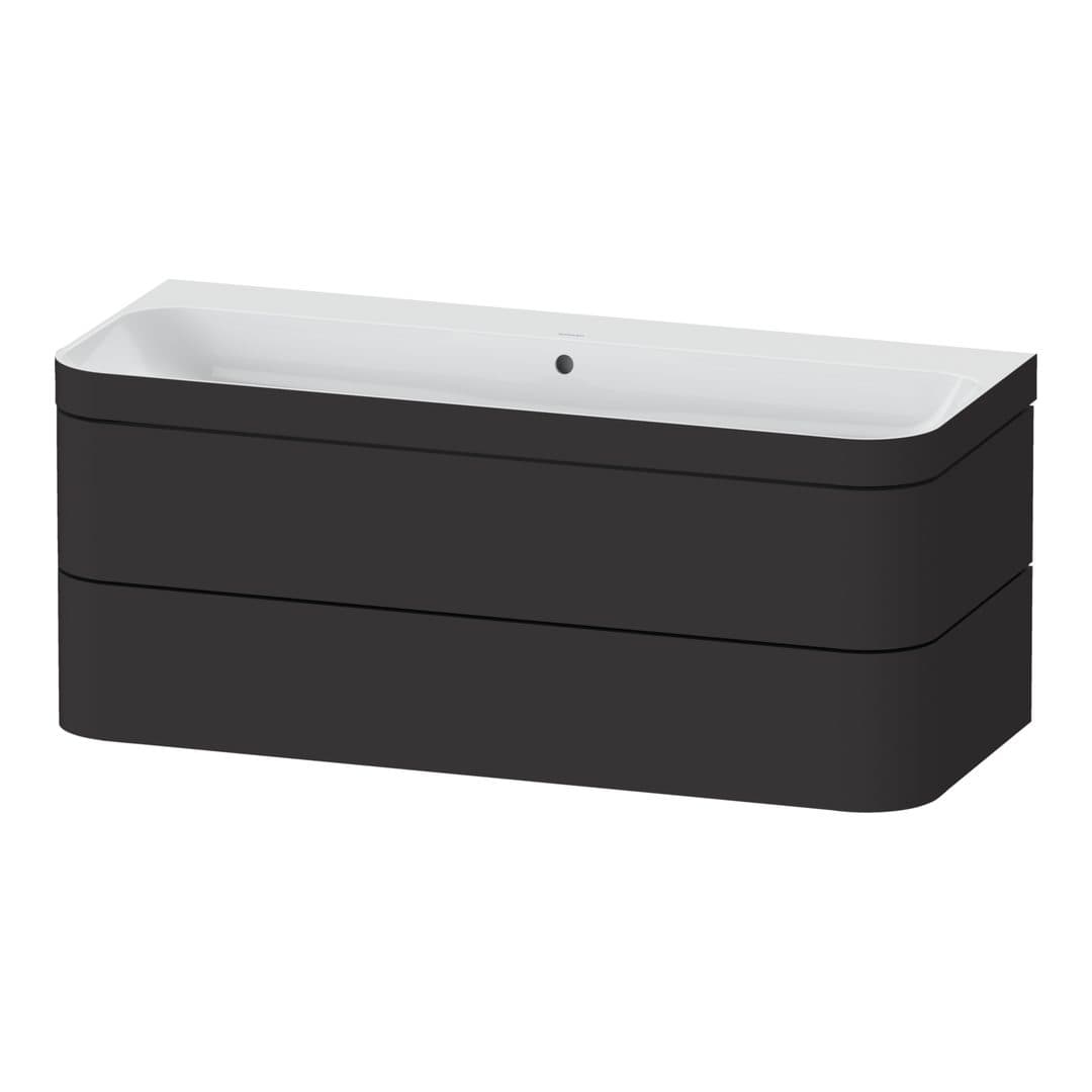 Duravit Happy D.2 – Έπιπλο Νιπτήρα – 1175 mm, με νιπτήρα, 2 συρτάρια, νιπτήρας κέντρο, έκδοση N, μοντέλο HP4639 – Graphite Super Matt, Decor (HP4639N80800000)
