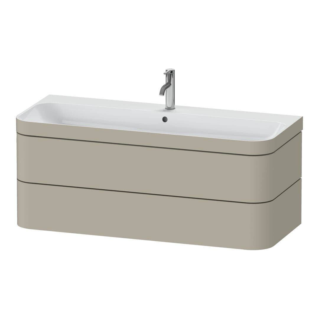 Duravit Happy D.2 – Έπιπλο Νιπτήρα – 1175 mm, με νιπτήρα, 2 συρτάρια, νιπτήρας κέντρο, έκδοση O, μοντέλο HP4639 – Taupe Satin Matt, Lacquer (HP4639O60600000)