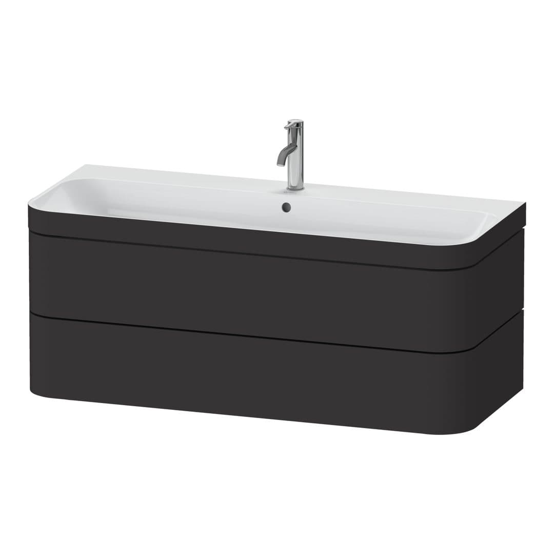 Duravit Happy D.2 – Έπιπλο Νιπτήρα – 1175 mm, με νιπτήρα, 2 συρτάρια, νιπτήρας κέντρο, έκδοση O, μοντέλο HP4639 – Graphite Super Matt, Decor (HP4639O80800000)