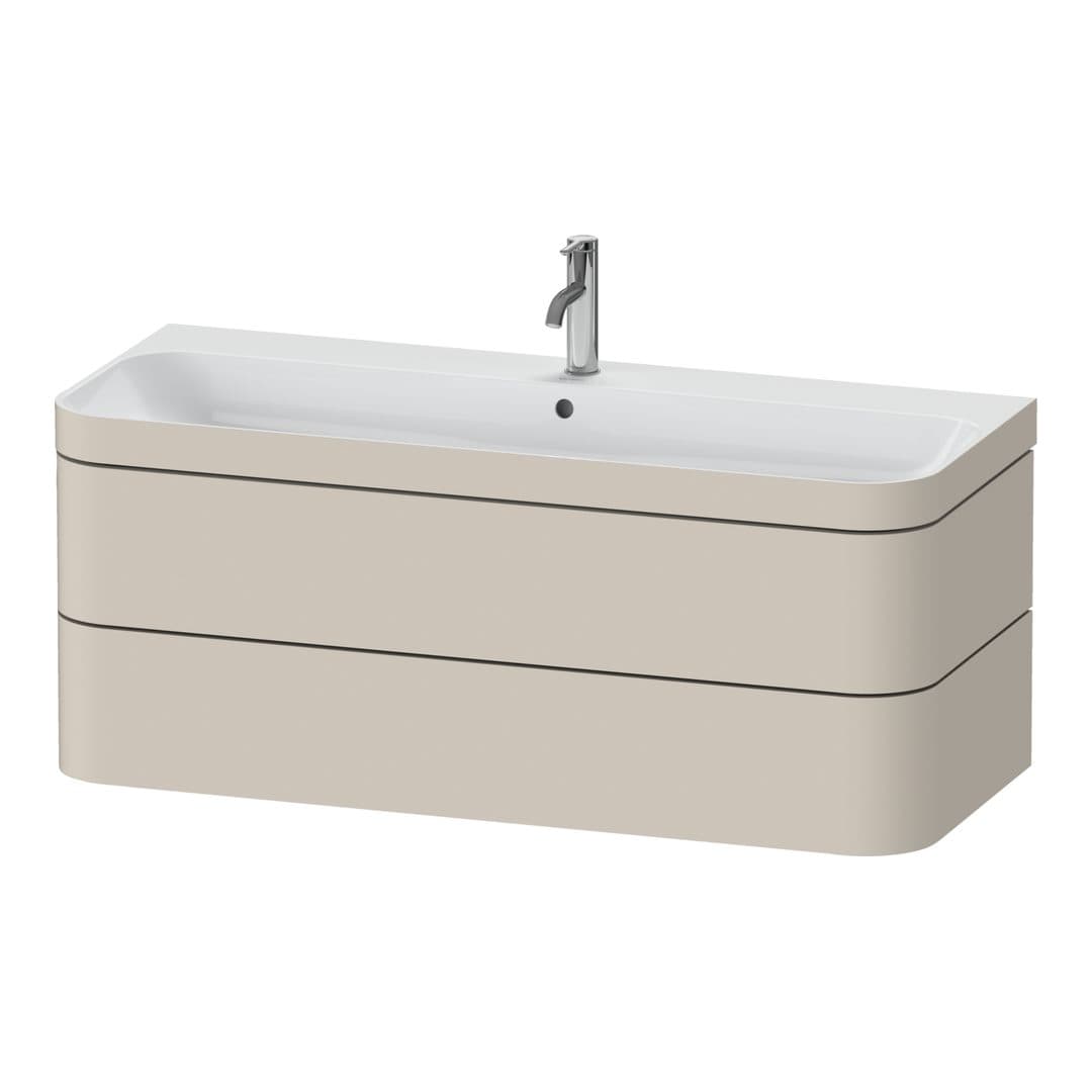 Duravit Happy D.2 – Έπιπλο Νιπτήρα – 1175 mm, με νιπτήρα, 2 συρτάρια, έκδοση O, μοντέλο HP4639 – Taupe Super Matt, Decor (HP4639O83830000)