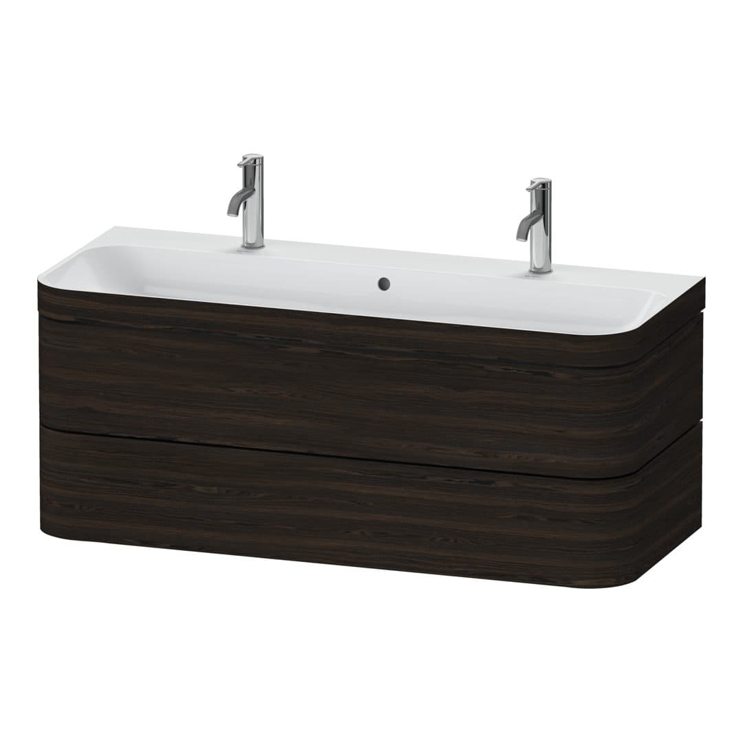 Duravit Happy D.2 – Έπιπλο Νιπτήρα – 1175 mm, με νιπτήρα, 2 συρτάρια, νιπτήρας κέντρο, έκδοση O, μοντέλο HP4640 – Brushed walnut Matt, Real wood veneer (HP4640O69690000)