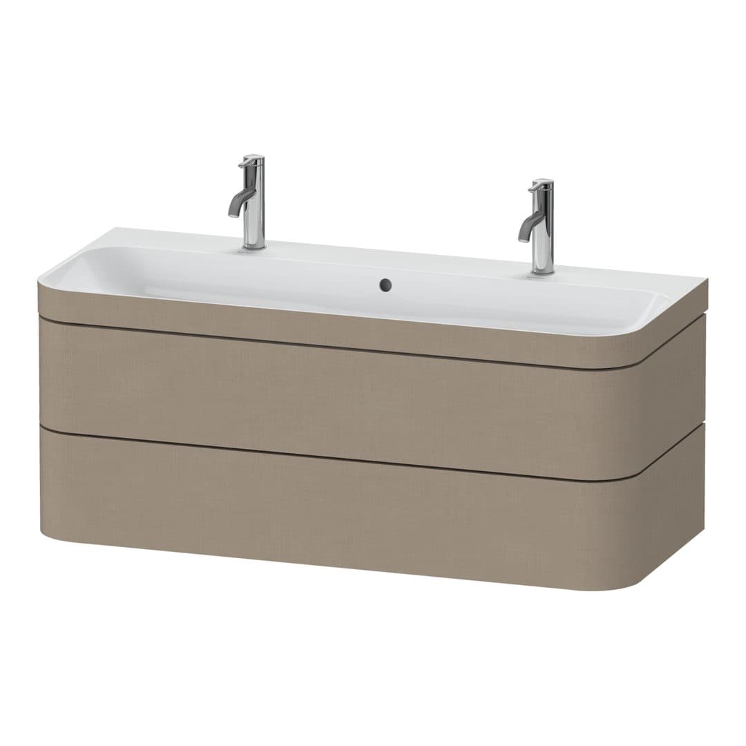 Duravit Happy D.2 – Έπιπλο Νιπτήρα – 1175 mm, με νιπτήρα, 2 συρτάρια, νιπτήρας κέντρο, έκδοση O, μοντέλο HP4640 – Linen Matt, Decor (HP4640O75750000)