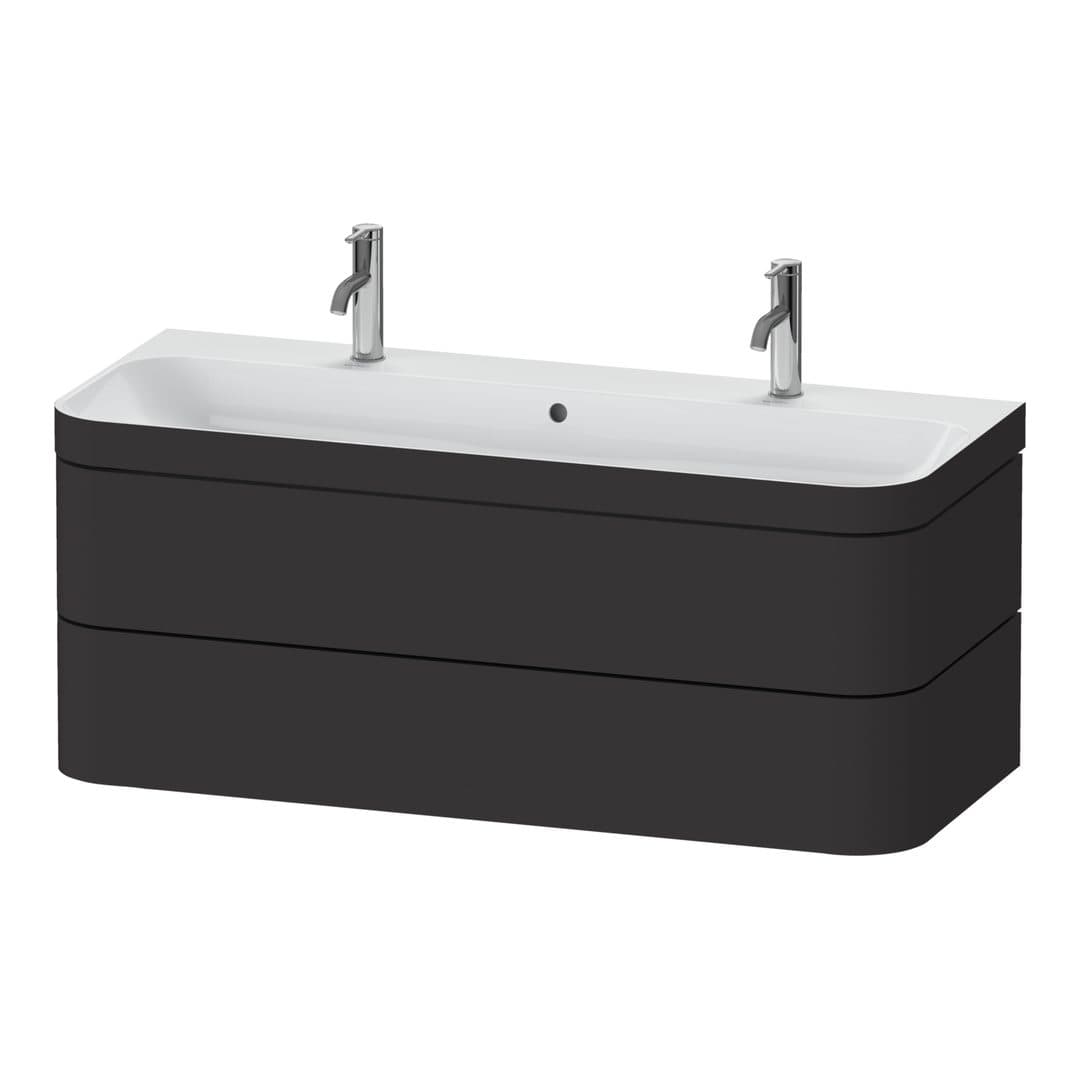 Duravit Happy D.2 – Έπιπλο Νιπτήρα – 1175 mm, με νιπτήρα, 2 συρτάρια, νιπτήρας κέντρο, έκδοση O, μοντέλο HP4640 – Graphite Super Matt, Decor (HP4640O80800000)