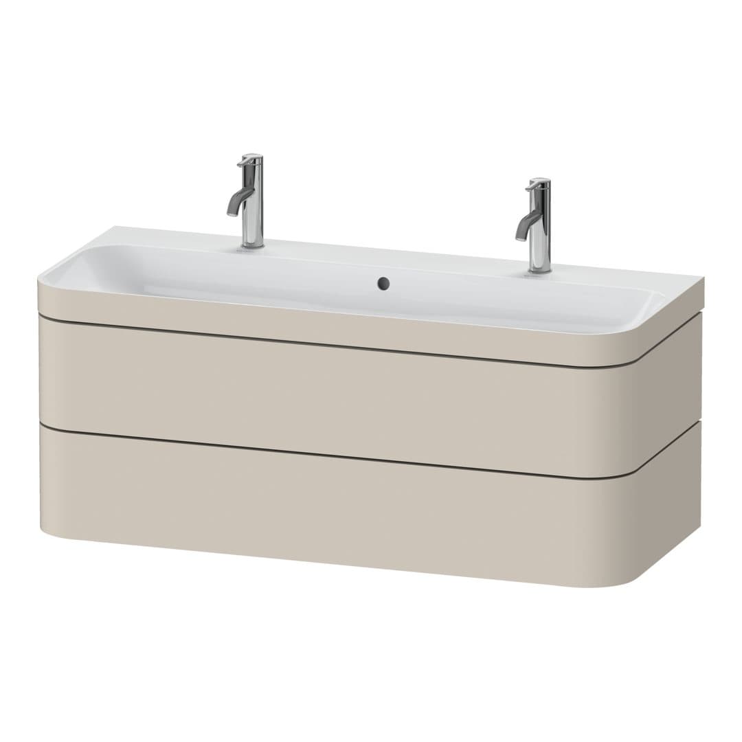 Duravit Happy D.2 – Έπιπλο Νιπτήρα – 1175 mm, με νιπτήρα, 2 συρτάρια, έκδοση O, μοντέλο HP4640 – Taupe Super Matt, Decor (HP4640O83830000)