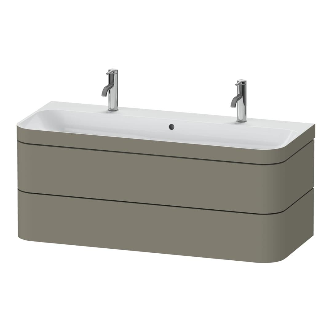 Duravit Happy D.2 – Έπιπλο Νιπτήρα – 1175 mm, με νιπτήρα, 2 συρτάρια, νιπτήρας κέντρο, έκδοση O, μοντέλο HP4640 – Stone grey Satin Matt, Lacquer (HP4640O92920000)
