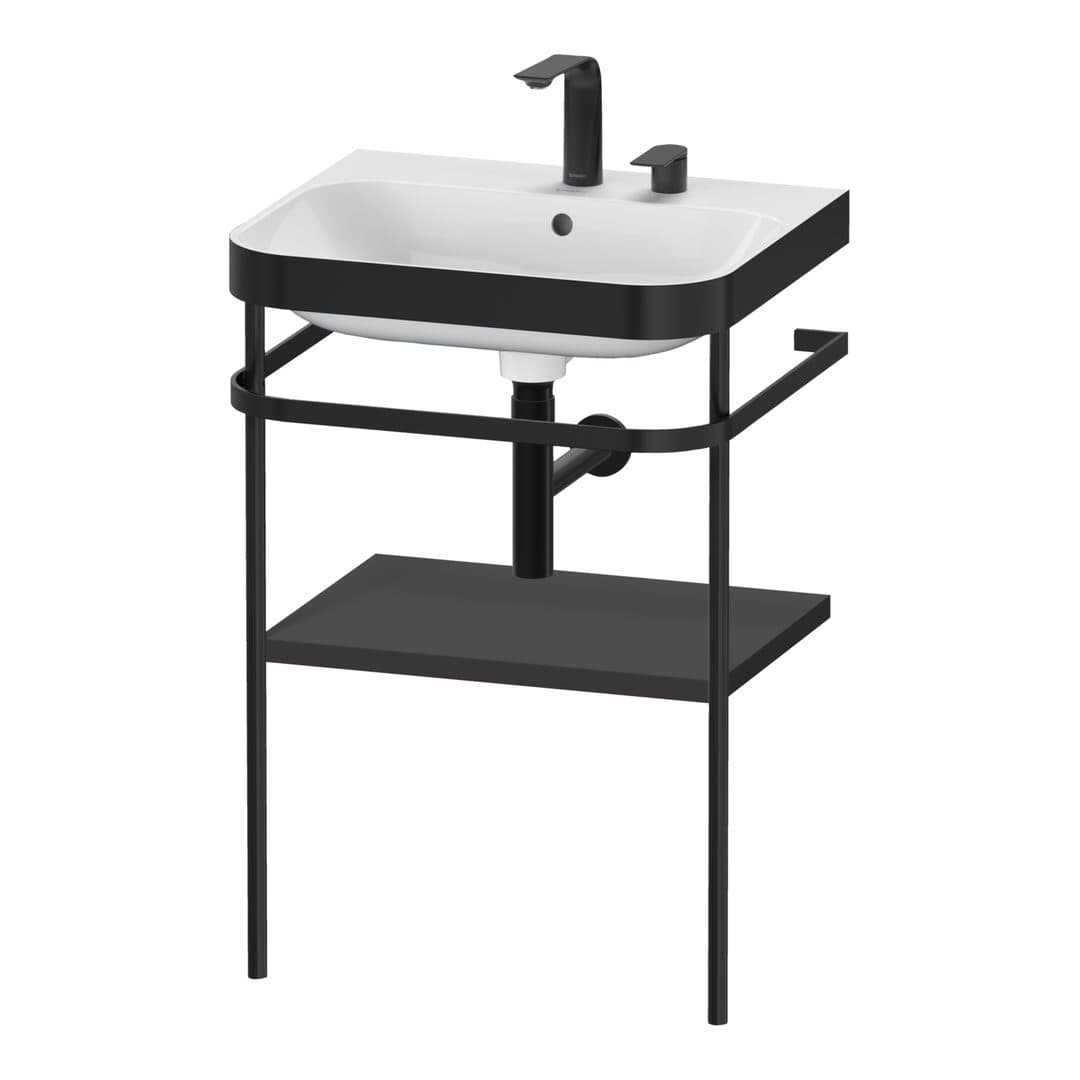 Duravit Happy D.2 – Βάση Νιπτήρα – 575 mm, με νιπτήρα, νιπτήρας κέντρο, σώμα Graphite Super Matt, έκδοση E – Graphite Super Matt, Decor (HP4735E8080)