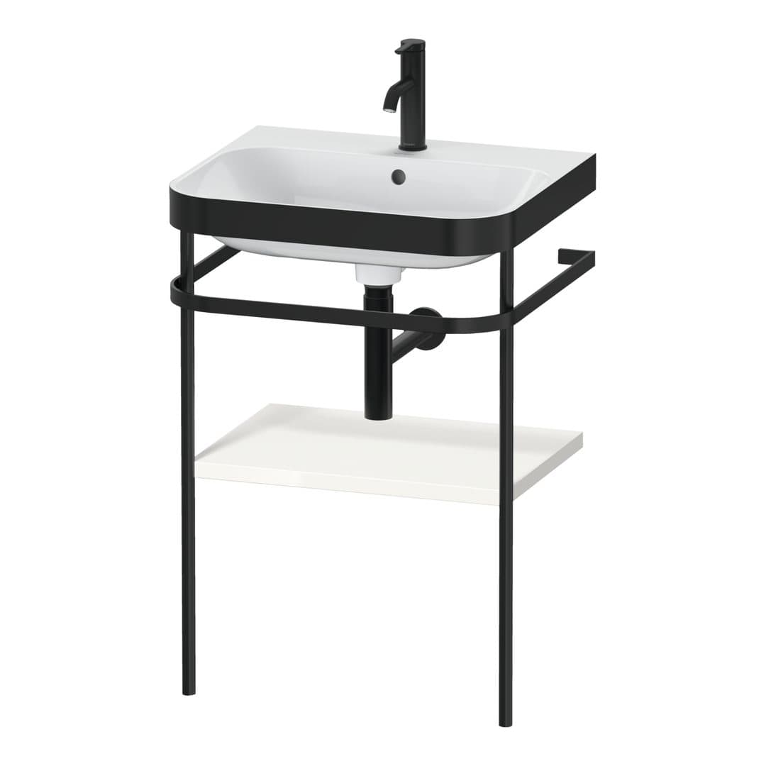 Duravit Happy D.2 – Βάση Νιπτήρα – 575 mm, με νιπτήρα, νιπτήρας κέντρο, σώμα White High Gloss, έκδοση O – White High Gloss, Decor (HP4735O2222)