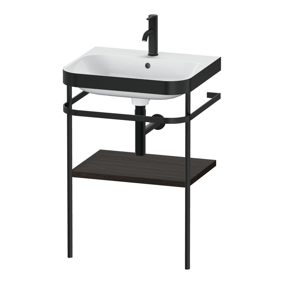 Duravit Happy D.2 – Βάση Νιπτήρα – 575 mm, με νιπτήρα, νιπτήρας κέντρο, σώμα Brushed walnut Matt, έκδοση O – Brushed walnut Matt, Real wood veneer (HP4735O6969)