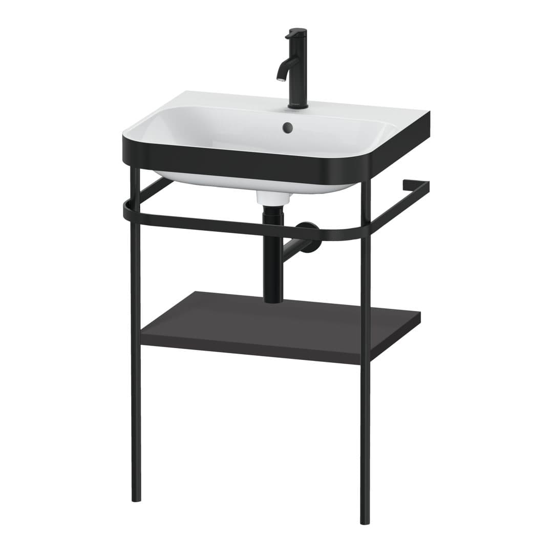 Duravit Happy D.2 – Βάση Νιπτήρα – 575 mm, με νιπτήρα, νιπτήρας κέντρο, σώμα Graphite Super Matt, έκδοση O – Graphite Super Matt, Decor (HP4735O8080)