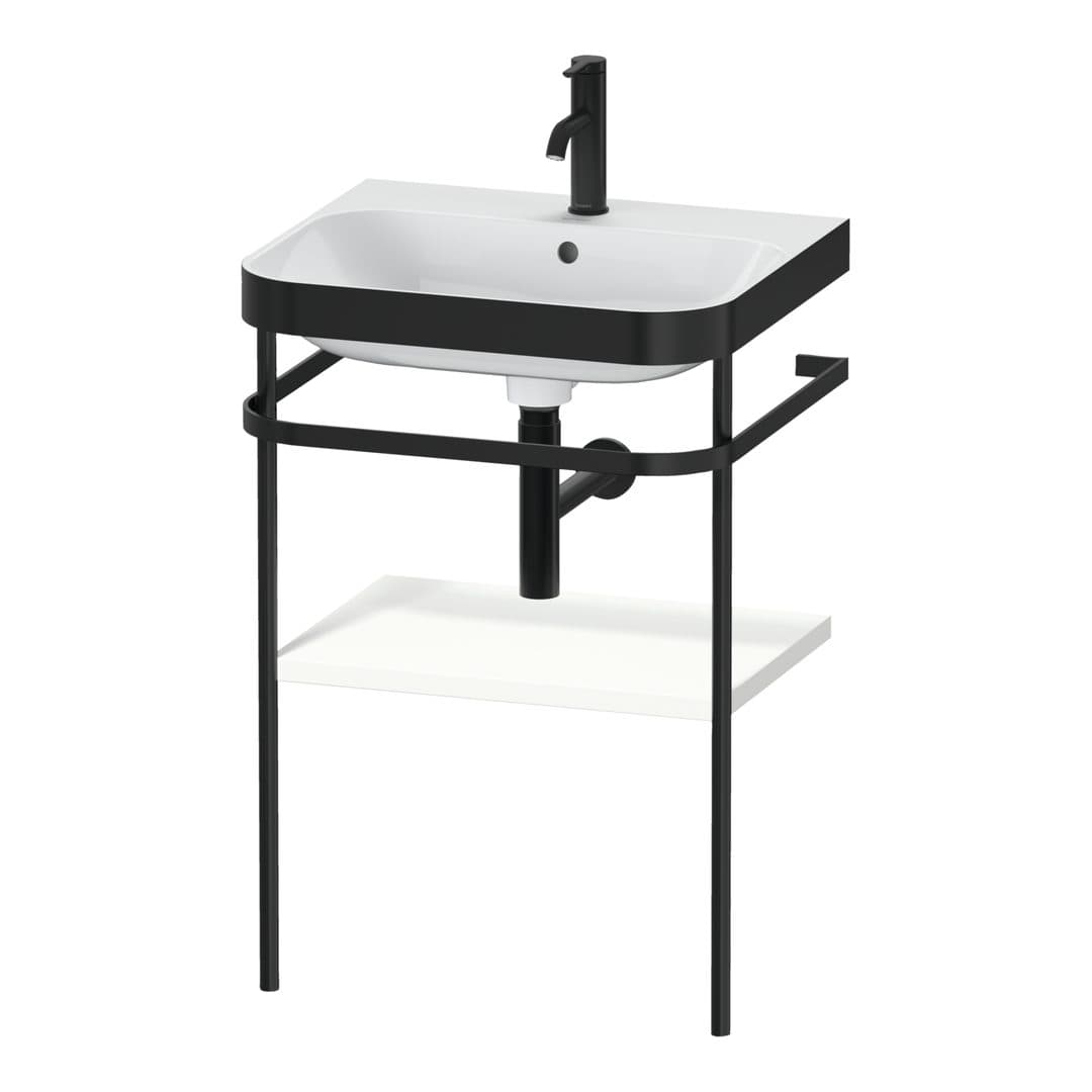 Duravit Happy D.2 – Βάση Νιπτήρα – 575 mm, με νιπτήρα, νιπτήρας κέντρο, σώμα White Super Matt, έκδοση O – White Super Matt, Decor (HP4735O8484)
