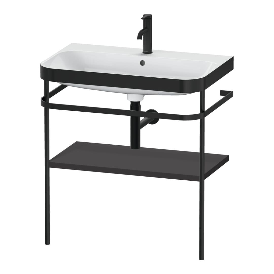 Duravit Happy D.2 – Βάση Νιπτήρα – 775 mm, με νιπτήρα, νιπτήρας κέντρο, σώμα Graphite Super Matt, έκδοση O – Graphite Super Matt, Decor (HP4737O8080)